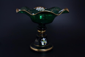 Фруктовница Веер 32 см Лепка зеленая S-A Bohemia Crystal