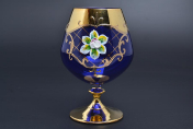 Комплект фужеров для бренди 400 мл Лепка синяя U-R золотая ножка (6 шт.) Bohemia Crystal