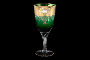 Комплект фужеров для вина 250 мл Лепка зеленая U-R (6 шт.) Bohemia Crystal