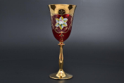 Комплект фужеров для вина 250 мл Лепка красная U-R золотая ножка (6 шт.) Bohemia Crystal