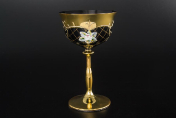 Комплект фужеров для мартини 200 мл Лепка черная U-R золотая ножка (6 шт.) Bohemia Crystal