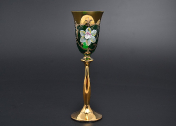 Комплект рюмок для водки 60 мл Лепка зеленая U-R золотая ножка (6 шт.) Bohemia Crystal