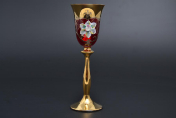 Комплект рюмок для водки 60 мл Лепка красная U-R золотая ножка (6 шт.) Bohemia Crystal