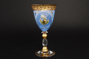 Комплект фужеров для вина 190 мл Охота синяя U-R грация ножка (6 шт.) Bohemia Crystal