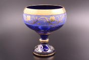 Фруктовница 26 синяя Bohemia Crystal
