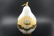 Конфетница с крышкой (Груша) 40 см Лепка Белая М+М Bohemia Crystal