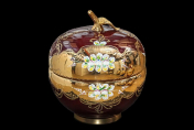 Конфетница с крышкой (Яблоко) 25 см Лепка Красная М+М Bohemia Crystal