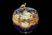 Конфетница с крышкой (Яблоко) 25 см Лепка Синяя М+М Bohemia Crystal