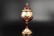 Фруктовница с крышкой 45 см Лепка Красная М+М Bohemia Crystal