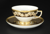 Комплект чайных пар Falkenporzellan Belvedere Combi Black Gold 220 мл(6 пар)