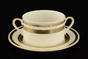 Комплект фарфоровых бульонных пар Falkenporzellan Constanza Crem Gold 300 мл(6 пар)