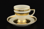 Фарфоровый Комплект кофейных пар 110 мл Crem Gold 9321 (6 пар) Falkenporzellan
