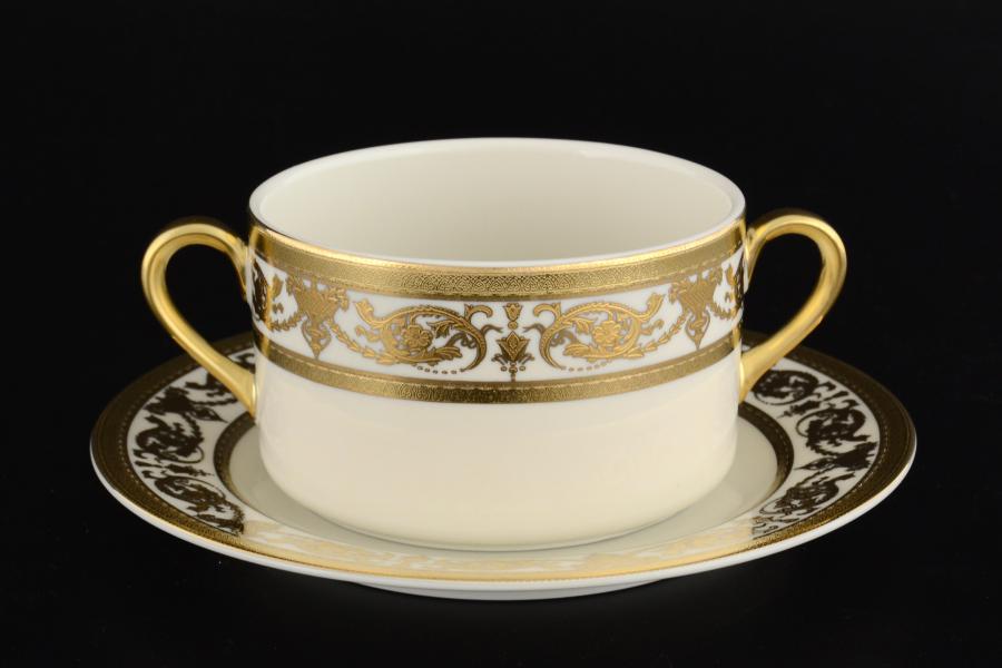 Фото Супницы и бульонницы Комплект фарфоровых бульонных пар Constanza Crem Imperial Gold (6 пар) Falkenporzellan