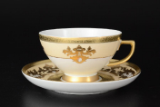 Комплект чайных пар 220 мл 3D Creme Gold (6 пар) Falkenporzellan