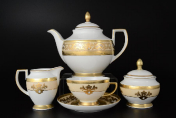 Фарфоровый чайный сервиз на 6 персон 17 предметов 3D Creme Gold Falkenporzellan