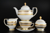 Фарфоровый чайный сервиз на 6 персон 17 предметов B & W Gold Falkenporzellan