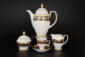 Фарфоровый кофейный сервиз на 6 персон 17 предметов Imperial Cobalt Gold Falkenporzellan