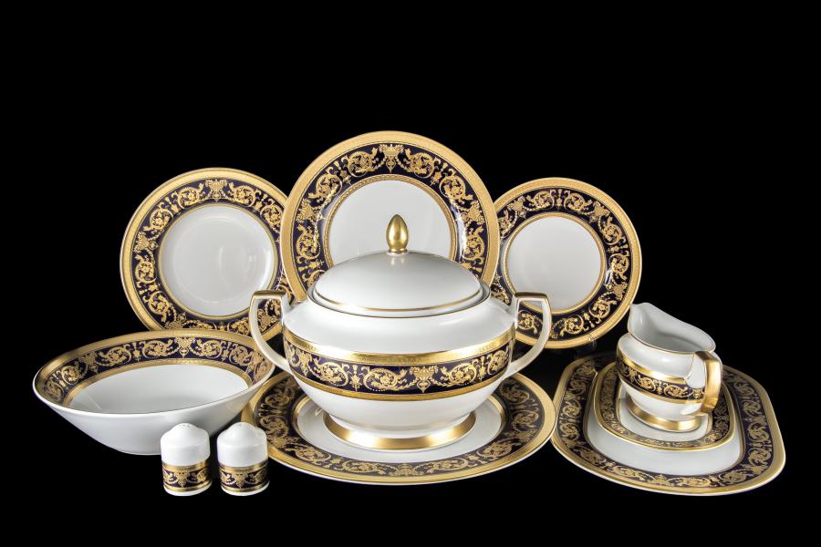 Фото Столовые сервизы Столовый сервиз на 6 персон 27 предметов Imperial Cobalt Gold Falkenporzellan