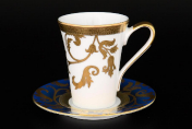 Комплект квадратных кофейных пар 110 мл Tosca Blueshade Gold (6 пар) Falkenporzellan