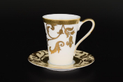 Фарфоровый Комплект кофейных пар Falkenporzellan Tosca Creme Gold 110 мл(6 пар)