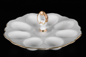 Фарфоровый поднос для яиц 20 см с ручкой Queen's Crown Белый узор Корона Queens Crown