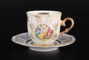 Фарфоровый Комплект кофейных пар мокко Queen's Crown Корона Мадонна перламутр 100 мл Queens Crown