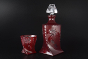 Комплект для виски Bohemia Quadro 7 предметов Красный Цветной хрусталь Bohemia Crystal