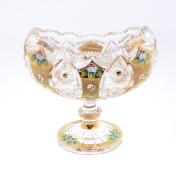 Блюдо ладья на ножке золото Sonne Crystal 15 см Bohemia Crystal