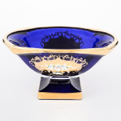 Фруктовница синяя Bohemia Gold Magma 34 см Bohemia Crystalite