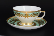 Комплект чайных пар Falkenporzellan Natalia seladon gold 220 мл(6 пар)
