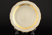 Комплект глубоких тарелок из фарфора Thun Мария Луиза золотая лента Ivory 23 см (6 шт.)