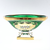 Фруктовница зеленя Bohemia Gold Magma 34 см Bohemia Crystalite