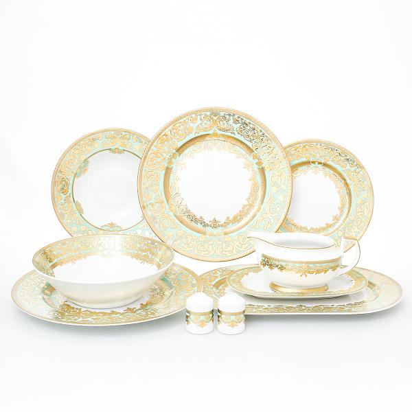 Фото Столовые сервизы Столовый сервиз Falkenporzellan Natalia Seladon Gold 6 персон 25 предметов (без Супницаа)