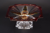 Фруктовница на ножке розовая Bohemia Gold Metropolitan 33 см Bohemia Crystalite