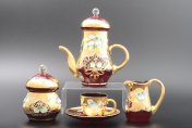 Кофейный мокка сервиз на 6 персон 15 пр "Лепка красная" E-V Bohemia Crystal
