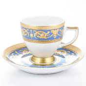 Фарфоровый Комплект кофейных пар Falkenporzellan Imperial Blue Gold 110 мл(6 пар)