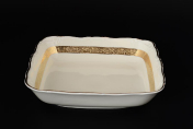 Салатник квадратная Thun Мария Луиза Золотая лента Ivory 25 см