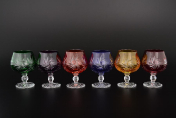 Комплект фужеров для бренди 130 мл Цветной хрусталь (6 шт.) Bohemia Crystal