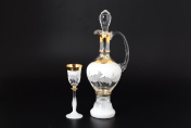 Комплект для ликера Bohemia Смальта Волна белая 7 предметов Bohemia Crystal