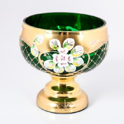 Конфетница Crystal Bohemia Лепка зеленая 12 см Bohemia Crystal