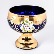 Конфетница Crystal Bohemia Лепка синяя 12 см Bohemia Crystal