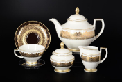 Фарфоровый чайный сервиз Falkenporzellan Agadir Brown Gold 6 персон 17 предметов
