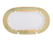 Овальное блюдо Falkenporzellan Natalia seladon gold 24 см