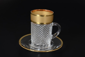 Комплект чайных пар золото Bohemia Матовая полоса Bohemia Crystalite