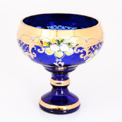 Конфетница Crystal Bohemia Лепка синяя 16 см Bohemia Crystal
