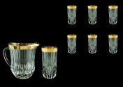 Стеклянный кувшин со стаканами1230 мл+ 400 мл Adagio Antique Golden Classic Decor Astra Gold