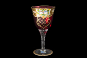 Комплект фужеров для вина 190 мл "Лепка красная" D-R Bohemia Crystal