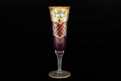 Комплект фужеров для шампанского 180 мл "Лепка красная" D-R Bohemia Crystal