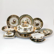 Столовый сервиз на 6 персон 27 предметов Охота Зеленая Sterne porcelan
