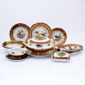 Столовый сервиз на 6 персон 27 предметов Охота Красная Sterne porcelan